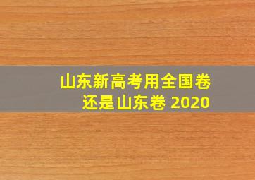 山东新高考用全国卷还是山东卷 2020